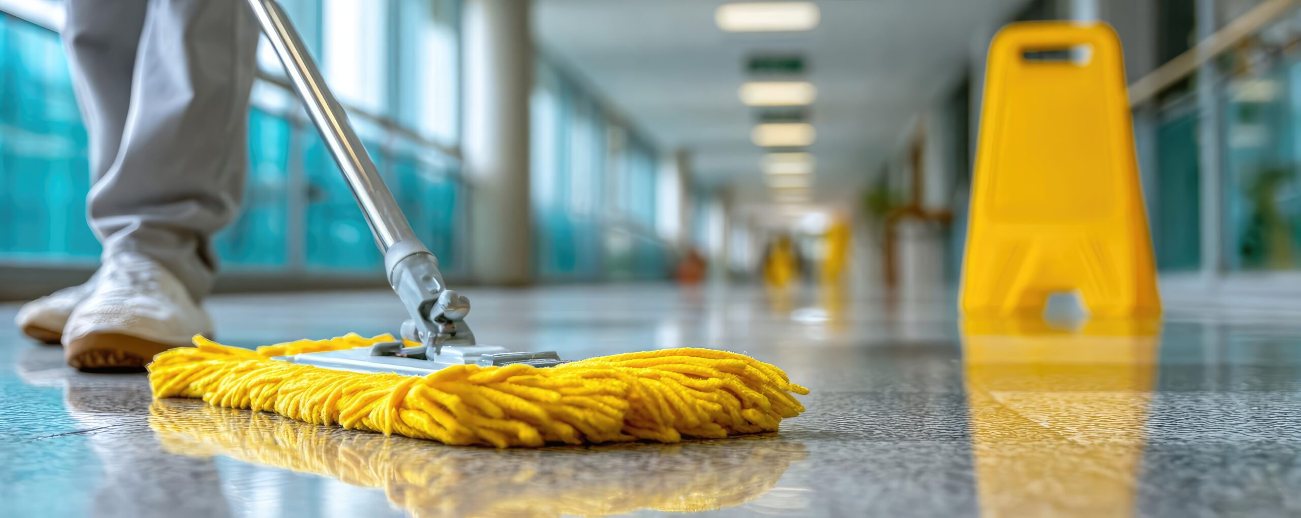 mopping the floor in hospital